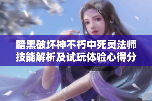 暗黑破坏神不朽中死灵法师技能解析及试玩体验心得分享